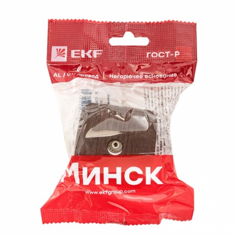 Розетка TV 1-местная ОП Минск 75Ом 5-862МГц тёмное дерево EKF EGA00-027-40
