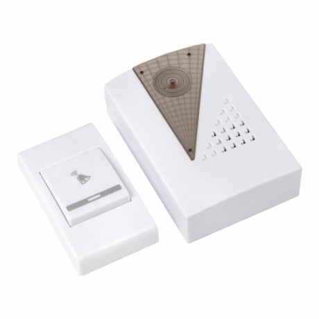 Звонок беспр. на батарейках 004 (бел.-сер. 36 мелод. с индик. 2х1,5В АA дист. 80м.) EKF Basic DBB-A-004