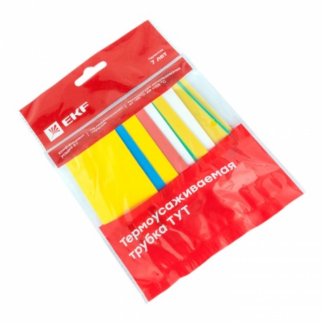 Термоусаживаемая трубка ТУТ нг 30/15 набор:7 цветов по 3шт. 100мм. EKF PROxima tut-n-30