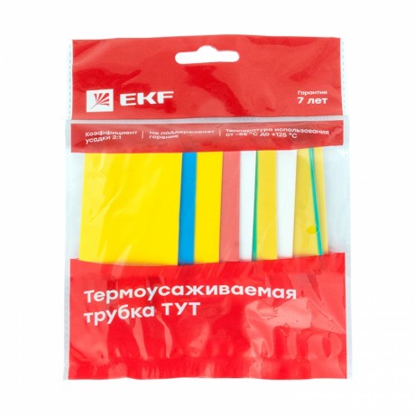 Термоусаживаемая трубка ТУТ нг 30/15 набор:7 цветов по 3шт. 100мм. EKF PROxima tut-n-30
