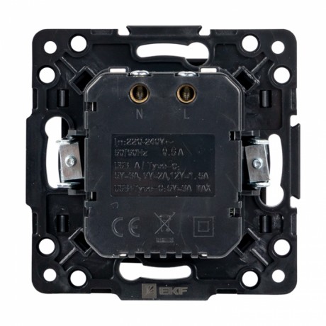 Стокгольм Механизм Розетки с 2USB type-A + type-C черный EKF PROxima EZR-2USB-type-C