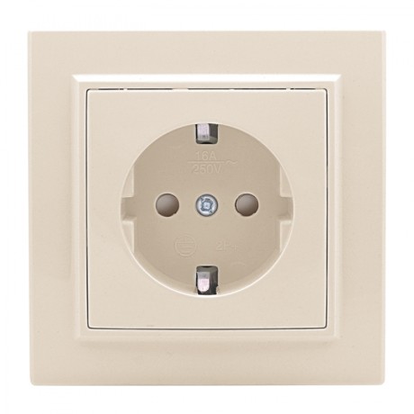 Розетка 1-мест. СП с/з 16А бежевый с защ. штор. Минск EKF ERR16-028-200