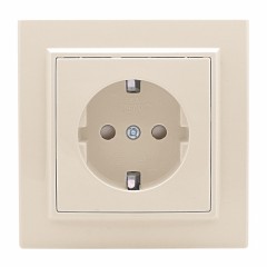 Розетка 1-мест. СП с/з 16А бежевый с защ. штор. Минск EKF ERR16-028-200