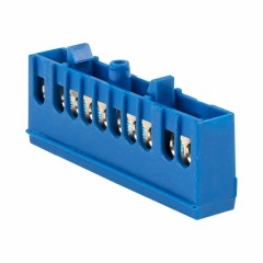 Шина 0 N (6х9мм) 10 отверстий латунь синий изолированный корпус на DIN-рейку EKF PROxima sn0-63-10-ib