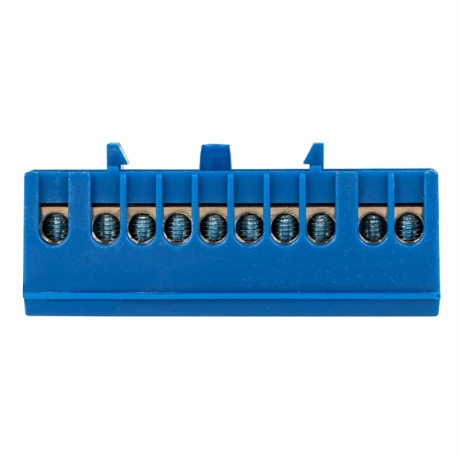 Шина 0 N (6х9мм) 10 отверстий латунь синий изолированный корпус на DIN-рейку EKF PROxima sn0-63-10-ib