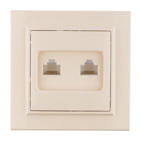 Минск Розетка RJ-45 2-местная СП бежевая EKF ERK02-035-20
