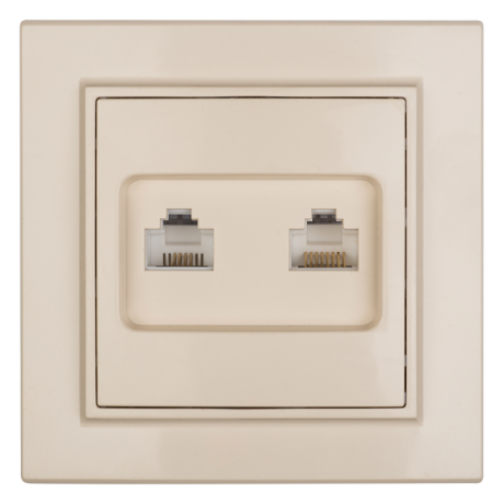Минск Розетка RJ-45 2-местная СП бежевая EKF ERK02-035-20