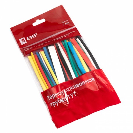 Набор ТУТ нг: 6 цветов по 5шт. Разного диаметра (3/1,5; 4/2; 5/2,5; 6/3; 8/4) 100мм. EKF PROxima tut-n-3-r