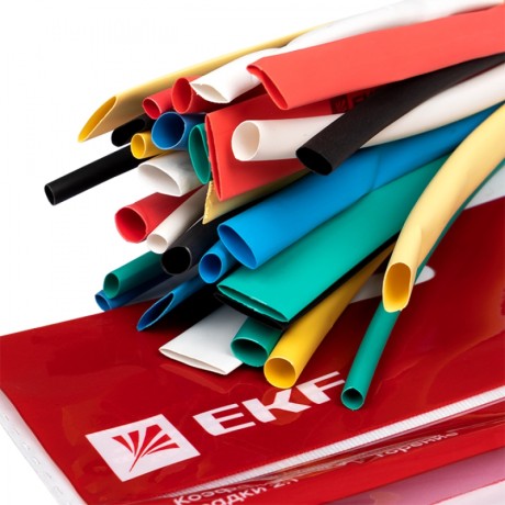 Набор ТУТ нг: 6 цветов по 5шт. Разного диаметра (3/1,5; 4/2; 5/2,5; 6/3; 8/4) 100мм. EKF PROxima tut-n-3-r