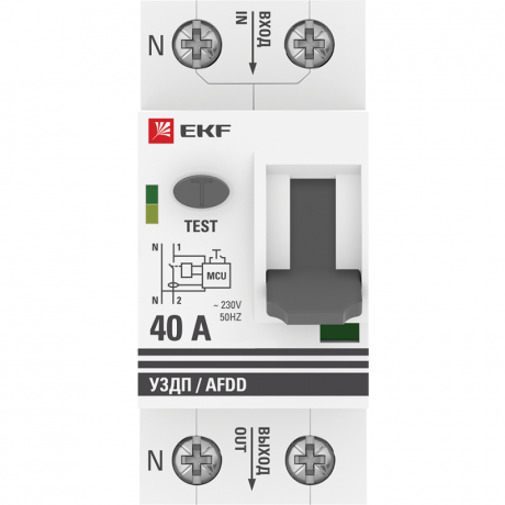 Устройство защиты от дугового пробоя (УЗДП) 1P+N 40А EKF PROxima afdd-2-40-pro