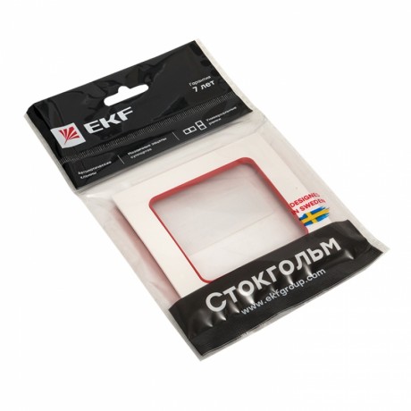 Стокгольм Рамка 1-местная белая с линией цвета красный EKF PROxima EXM-G-304-20