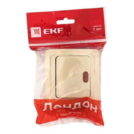 Лондон Выключатель 1-клавишный с индикатором 10А бежевый EKF PROxima EEV10-121-20