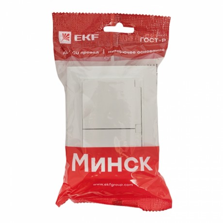 Минск Розетка 2-местная СП с/з с крышкой 16А белая с защ. штор. IP44 EKF ERR16-129-200-44