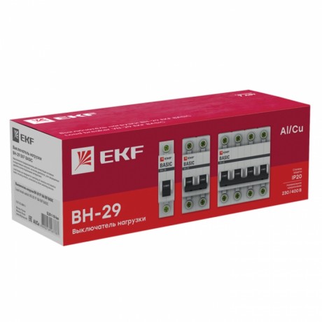 Выключатель нагрузки 1P 40А ВН-29 EKF Basic SL29-1-40-bas