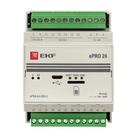 Контроллер базовый ePRO 24 удаленного управления 6вх4вых 230В GSM EKF PROxima ePRO-6-4-230-G