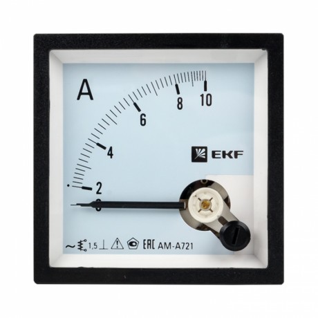 Амперметр AMA-721 аналоговый на панель (72х72) квадратный вырез 10А прямое подкл. EKF ama-721-10