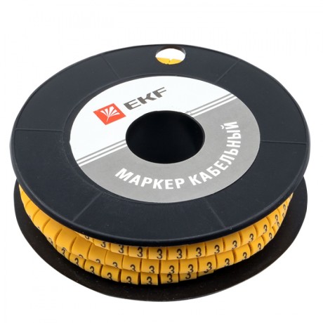 Маркер кабельный 4,0 мм2 3 (500 шт.) (ЕС-2) EKF PROxima plc-KM-4-3