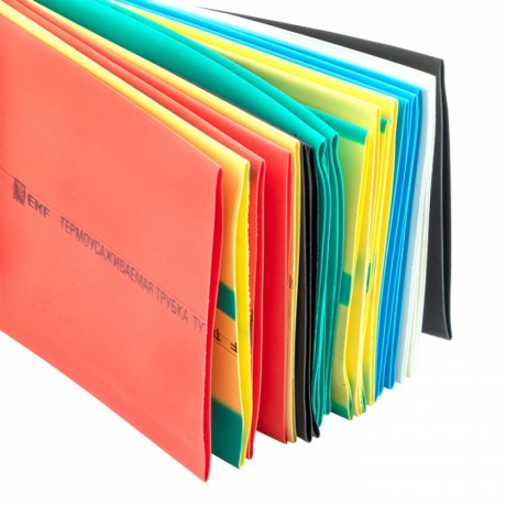 Термоусаживаемая трубка ТУТ нг 50/25 набор:7 цветов по 3шт. 100мм. EKF PROxima tut-n-50