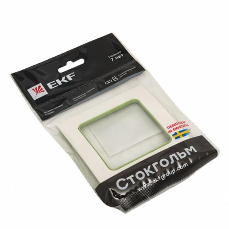 Стокгольм Рамка 1-местная белая с линией цвета зеленый EKF PROxima EXM-G-302-20