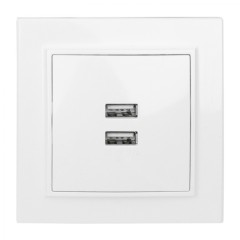 Минск Розетка USB 2-местная СП 2,1А белая EKF ERR-2USB-100