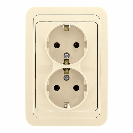 Лондон Розетка 2-местная с заземлением 16А бежевая EKF PROxima EER16-128-20