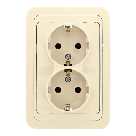 Лондон Розетка 2-местная с заземлением 16А бежевая EKF PROxima EER16-128-20
