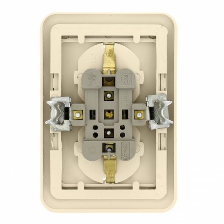 Лондон Розетка 2-местная с заземлением 16А бежевая EKF PROxima EER16-128-20