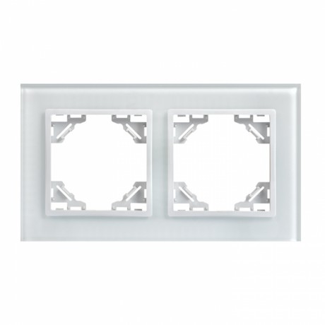 Минск Рамка 2-местная стеклянная белая EKF Basic ERM-G-402-10