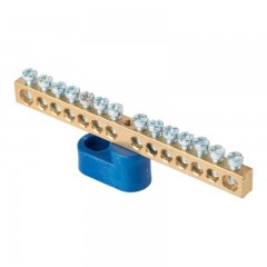 Шина 0 N (6х9мм) 14 отверстий латунь синий угловой изолятор EKF PROxima sn0-63-14-1