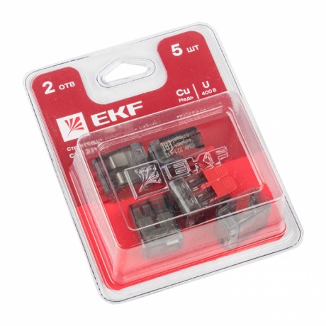 Клемма СМК 221-412 2 отверстия 0.2-4.0 мм2 блистер (5шт.) EKF PROxima plc-smk-221-412b