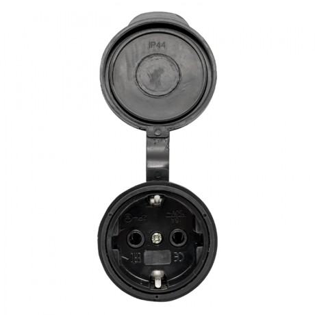 Розетка переносная с защитной крышкой каучуковая 230В 2P+PE 16A IP44 EKF RPS-012-16-230-44