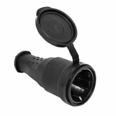 Розетка переносная с защитной крышкой каучуковая 230В 2P+PE 16A IP44 EKF RPS-012-16-230-44