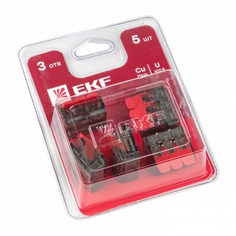 Клемма СМК 221-413 3 отверстия 0.2-4.0 мм2 блистер (5шт.) EKF PROxima plc-smk-221-413b