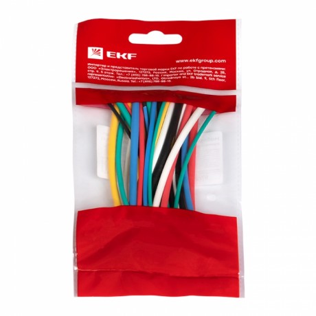 Набор ТУТ нг: 6 цветов по 5шт. Разного диаметра (1/0,5; 1,5/0,75; 2/1; 2,5/1,25; 3/1,5) 100мм. EKF PROxima tut-n-2-r
