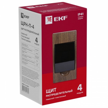 Щит распределительный навесной ЩРН-П- 4 темное дерево IP41 EKF PROxima pb40-n-4-dark