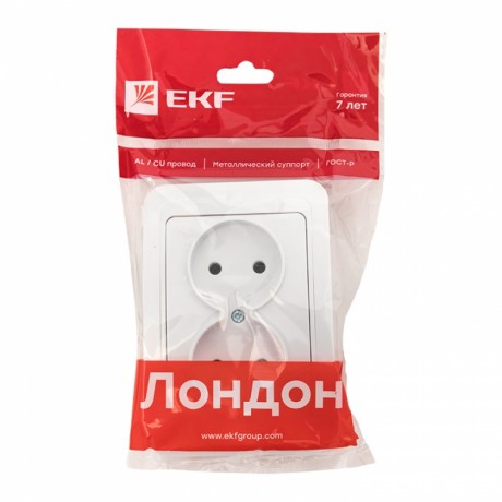 Лондон Розетка 2-местная без заземления 10А керамика белая EKF PROxima EER10-102-10C