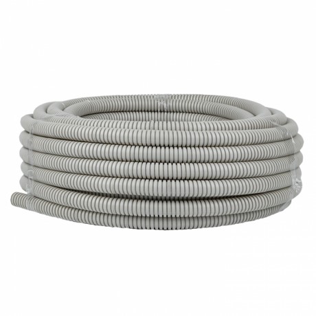 Труба гофр. ПВХ с протяжкой d20 мм (25 м) серая EKF-Plast tg-z-20-25n