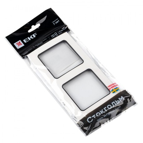 Стокгольм Рамка 2-местная белая с линией цвета черный EKF PROxima EXM-G-305-10