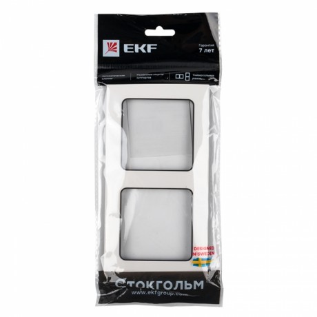 Стокгольм Рамка 2-местная белая с линией цвета черный EKF PROxima EXM-G-305-10