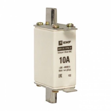 Плавкая вставка ППН-33 100/ 10А габарит 00С EKF PROxima fus-33/100/10