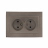 Валенсия лицевая панель розетка 2-местной б/з 10А графит с защ. штор. EKF PROxima ESR10-L-102-60