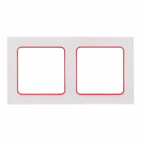 Стокгольм Рамка 2-местная белая с линией цвета красный EKF PROxima EXM-G-305-20