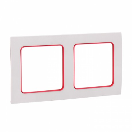 Стокгольм Рамка 2-местная белая с линией цвета красный EKF PROxima EXM-G-305-20