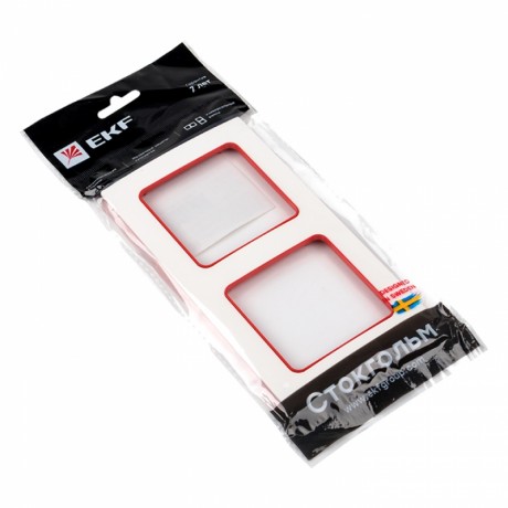 Стокгольм Рамка 2-местная белая с линией цвета красный EKF PROxima EXM-G-305-20