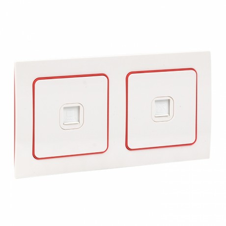 Стокгольм Рамка 2-местная белая с линией цвета красный EKF PROxima EXM-G-305-20