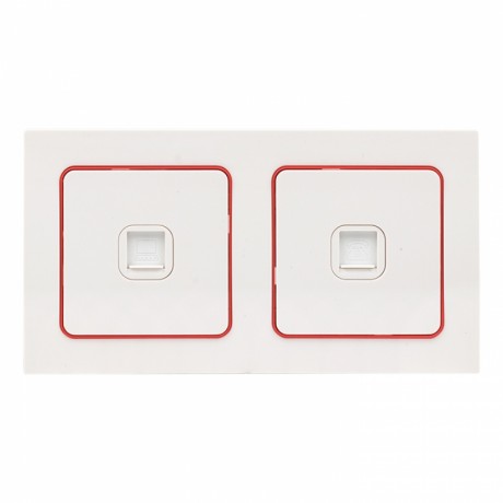 Стокгольм Рамка 2-местная белая с линией цвета красный EKF PROxima EXM-G-305-20