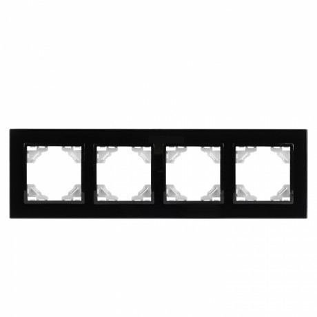 Минск Рамка 4-местная стеклянная черная EKF Basic ERM-G-404-70