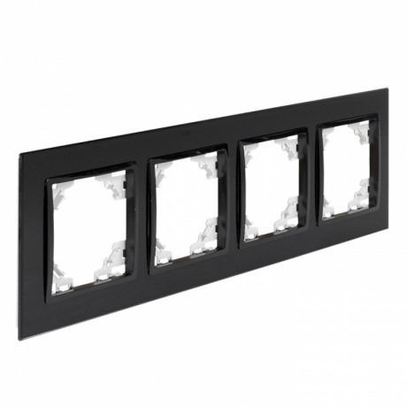 Минск Рамка 4-местная стеклянная черная EKF Basic ERM-G-404-70