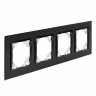 Минск Рамка 4-местная стеклянная черная EKF Basic ERM-G-404-70