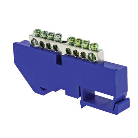 Шина 0 N (6x9мм) 8 отв. цинк синий изолятор на DIN-рейку EKF PROxima sn1-63-08-d